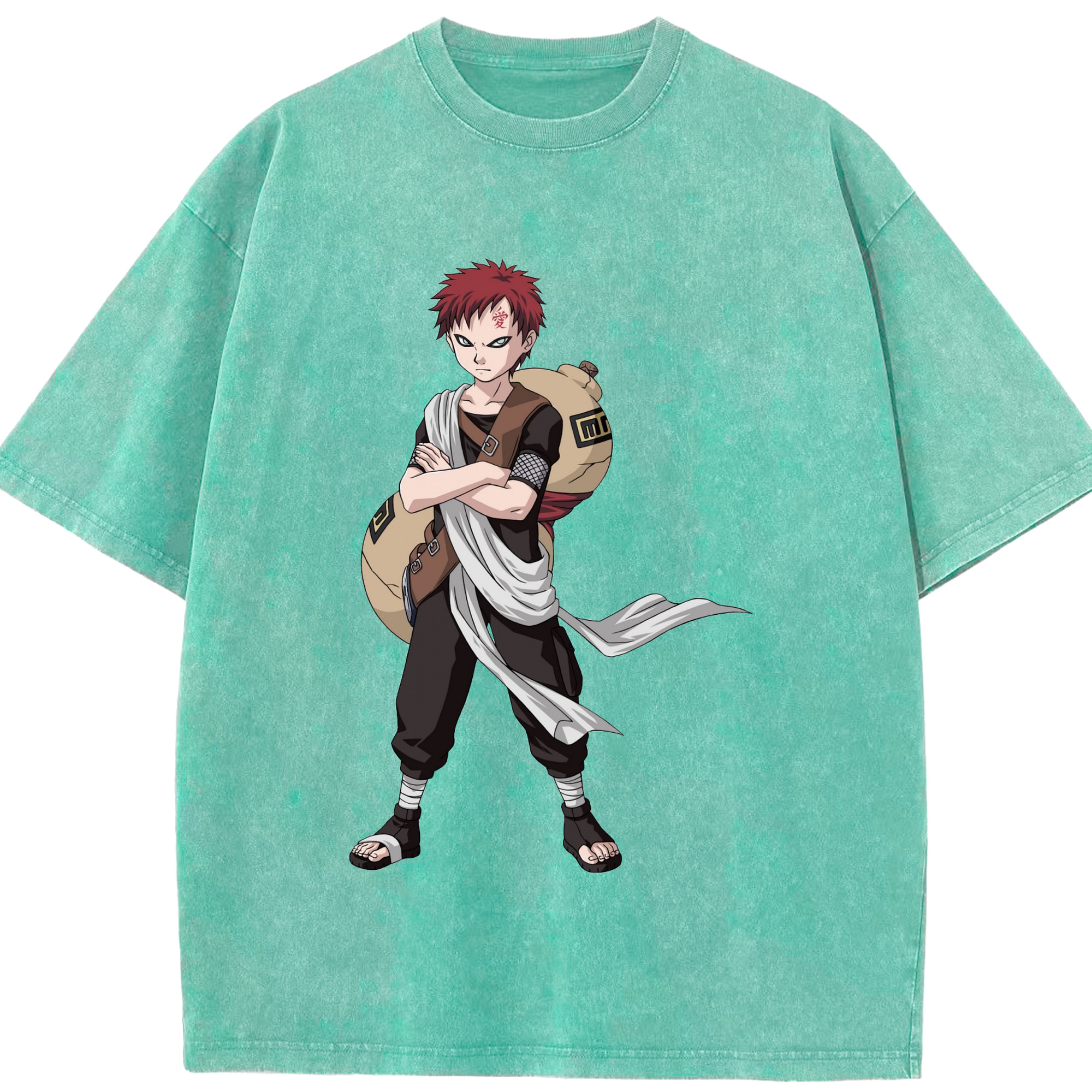 （画像用） NARUTO -ナルト- ガアラ Gaara 綿100% ヴィンテージ風 半袖Tシャツ（フロントプリント）